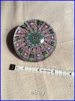 Large Perthshire Glass Millefiori Paperweight Central P Cane 3 Wide