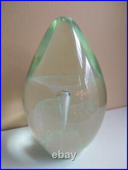 Large ROBERT EICKHOLT Iridescence Art Glass Paperweight. Signed. Mint