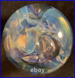 Large Robert Eickholt Art Glass Paperweight 1996 3 3/4 High