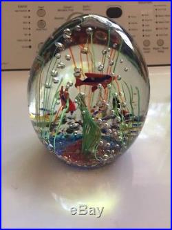 Large Vintage Murano Art Glass Egg Shaped Fish Tank Aquarium Paperweight
