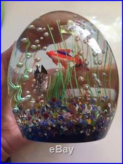 Large Vintage Murano Art Glass Egg Shaped Fish Tank Aquarium Paperweight