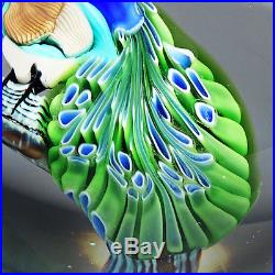 Lee Hudin Orient & Flume Peacock Bird Art Glass Studio Paperweight