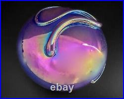 Levay 4 Iridescent Blue Purple Pink Swirl Art Glass Paperweight