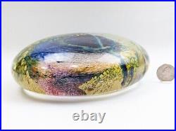 Lg EARL O JAMES Signed Vintage Modern Art Glass Colorful Paperweight Sculpture