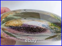 Lg EARL O JAMES Signed Vintage Modern Art Glass Colorful Paperweight Sculpture