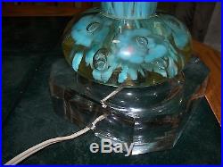 Light Blue ST. CLAIR PAPERWEIGHT LAMP Handblown Art Glass vintage