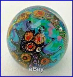 Lindsay Art Glass Signed Blown Glass Round Beach Club Paperweight 3 inch