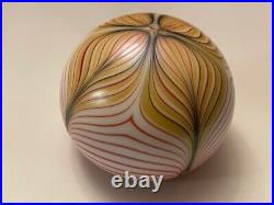 Loetz Art Glass Paperweight Signed Pulled Feather Rare Stunning