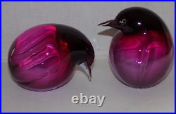 Lot 2 Beautiful Purple Glass Penquins Set Heavy Murano