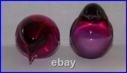Lot 2 Beautiful Purple Glass Penquins Set Heavy Murano