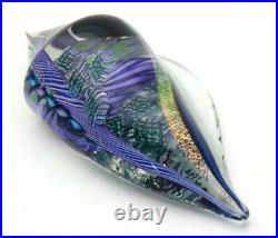 Lovely JAMES NOWAK Colorful Dichroic CONCH SHELL Art Glass PAPERWEIGHT Sculpture