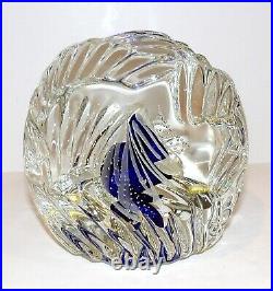 Lovely Large 2011 Rollin Karg Art Glass Paperweight On Lighted Bard's Wood Base