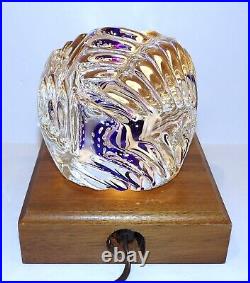 Lovely Large 2011 Rollin Karg Art Glass Paperweight On Lighted Bard's Wood Base