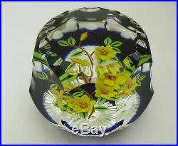Ltd Ed William Manson Weight in a Crate Marigolds Faceted Paperweight 2 7/8