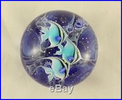 Lundberg Studios Art Glass DANIEL SALAZAR Blue TROPICAL Angel FISH Paperweight