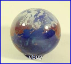 Lundberg Studios Glass World Earth Globe Paperweight Dated 4-16-88 Signed