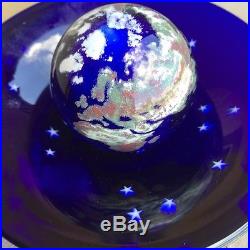 Lundberg Studios World Paperweight/Marble matching bowl/stand 1994 100894