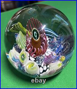MARK ECKSTRAND Studio Art Glass Signed Paperweight OCEAN SEA REEF 1997 ME 3 1/4
