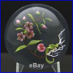 MAYAUEL WARD Cherry Blossom Flowers Art Glass 2006 Paperweight, Apr 3Hx2.75W