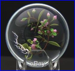 MAYAUEL WARD Cherry Blossom Flowers Art Glass 2006 Paperweight, Apr 3Hx2.75W