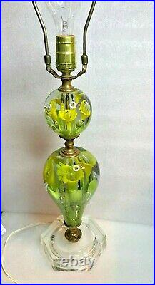 MCM St. Clair Paperweight Lamp Yellow CALLA LILIES