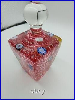 MCM Vintage Murano Art Glass Paperweight W Knob/ Bubbles / Tag