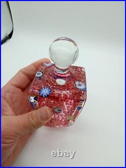 MCM Vintage Murano Art Glass Paperweight W Knob/ Bubbles / Tag