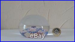 MID 19th Century French Clichy Glass Paperweight Entwined Blue & Pink Garlands