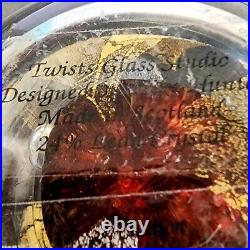 MIKE HUNTER Twists Art Glass Studio 1/1 Paperweight Made in Scotland Orig. Label