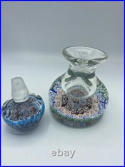MILLEFIORI Art Glass Paperweight Inkwell Decanter Perfume Bottle Paperweight