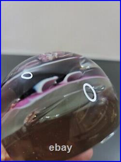 MODERNIST ART GLASS SCHMIDT RHEA PAPERWEIGHT ART GLASS SIGNED 1987 Purple Pink