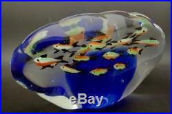 MURANO Fish Aquarium Italian Blue Art Glass Sculpture/Paperweight, Apr 4Hx7.5W