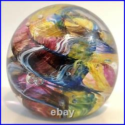 Magnificent Selkirk Rainbow Swirl Art Glass Paperweight Signed Selkirk Scotland