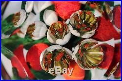 Magnum RICK AYOTTE Multifaceted HAWTHORN BERRY BOUQUET Art Glass PAPERWEIGHT