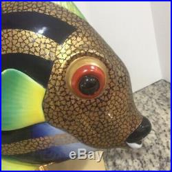 Mangani Oggetti Fish hand painted PorcelainVintage Glass RARE