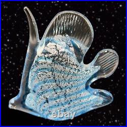 Marcolin Art Glass Crystal Fish Made in Sweden Pure Silver Signed Paperweight