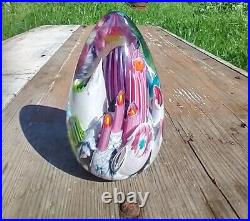 Mark Eckstrand Art Glass Signed Egg Shaped Paperweight Ocean Sea Coral Reef 1999