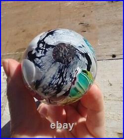 Mark Eckstrand Art Glass Signed Egg Shaped Paperweight Ocean Sea Coral Reef 1999
