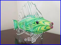 Mark Eckstrand Huge Art Glass Fish Sculpture Figurine Hand Blown Rare Ocean