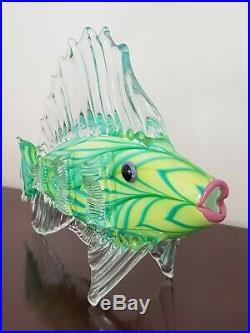 Mark Eckstrand Huge Art Glass Fish Sculpture Figurine Hand Blown Rare Ocean