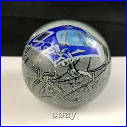 Mark Russell Studio Art Glass Geometric Abstract 3 Paperweight Signed