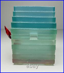 Mary Kay Simoni Art Glass Paperweight 2.5 Deco Building Window Fire 1991 READ