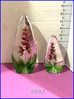 Mats Jonasson Art Glass Crystal Paperweight Colorful Iris Flower Sweden