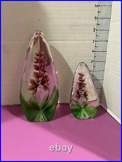 Mats Jonasson Art Glass Crystal Paperweight Colorful Iris Flower Sweden