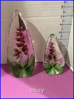 Mats Jonasson Art Glass Crystal Paperweight Colorful Iris Flower Sweden