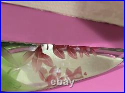 Mats Jonasson Art Glass Crystal Paperweight Colorful Iris Flower Sweden