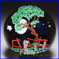 Mayauel Ward 2017 tree and full moon compound glass paperweight