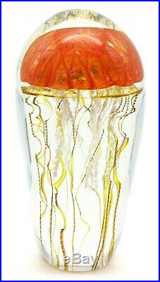 Mesmerizing RICK SATAVA Pacific Coast JELLYFISH Art Glass SCULPTURE Paperweight
