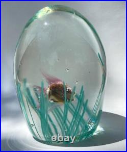 Mid-Century Italian Murano Art Glass Aquarium Fish 5 Paperweight Egg Sculpture
