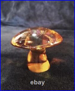 Mid Century Viking Glass Mushroom Amber Orange Art Glass / Vintage Glass 3.5 in
